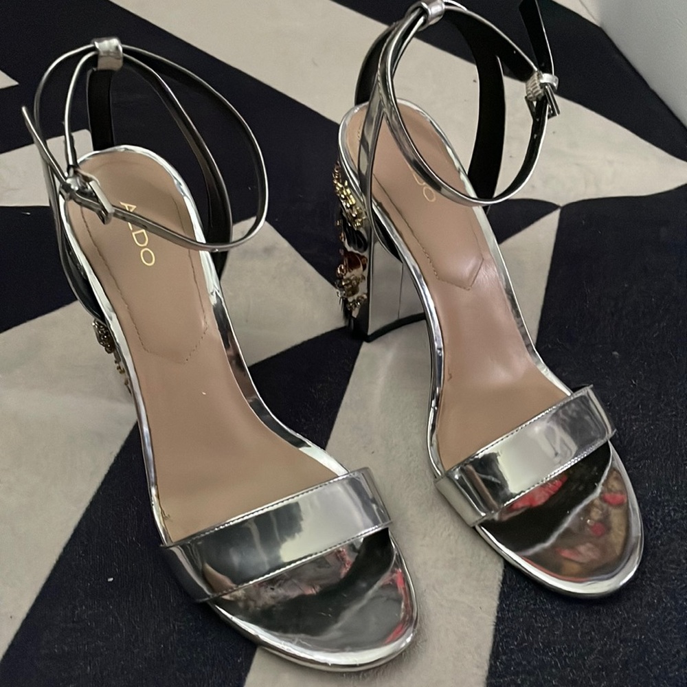 Also Silver Bejeweled Heels